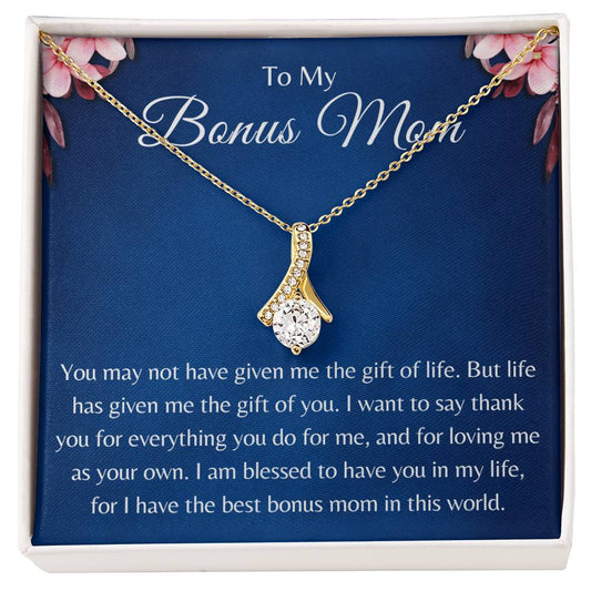 Alluring Beauty Necklace for Best Bonus Mom on Mother's Day or Birthday Gift
