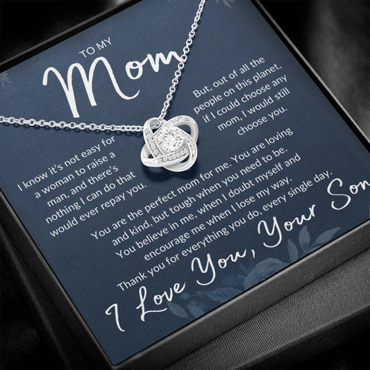 Mom's Love Knot Necklace, from Son | Mother's Day, Holiday, Special Occasion Gift Necklace