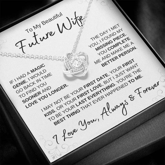 Beautiful Love Knot Necklace for Future Wife, Always & Forever Love Message