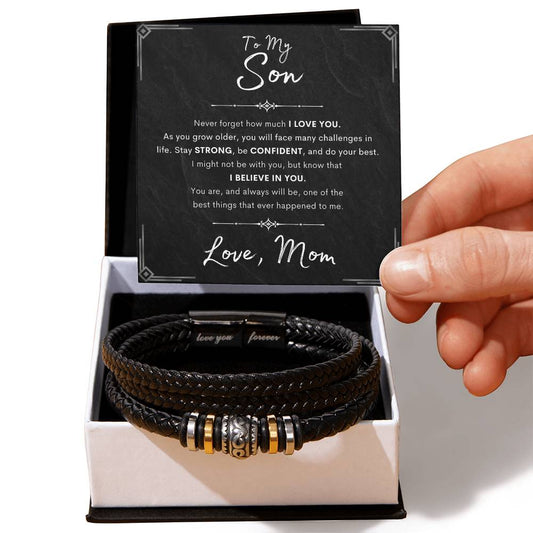 Bracelet with Personalized Message to Son | Gift for Birthday, Christmas, or Special Event