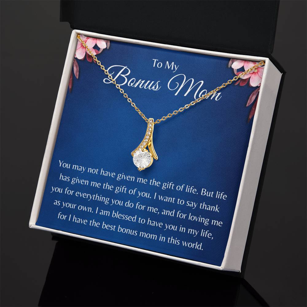 Alluring Beauty Necklace for Best Bonus Mom on Mother's Day or Birthday Gift