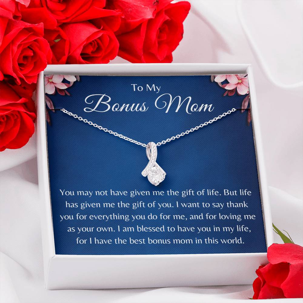 Alluring Beauty Necklace for Best Bonus Mom on Mother's Day or Birthday Gift