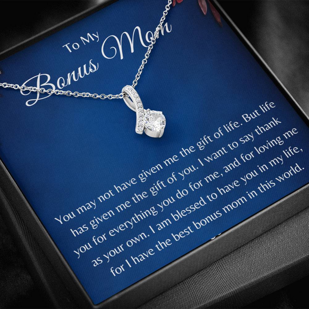 Alluring Beauty Necklace for Best Bonus Mom on Mother's Day or Birthday Gift