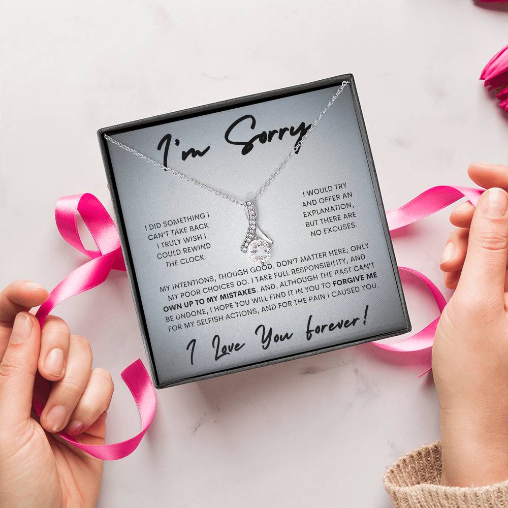 Alluring Beauty Necklace Apology Gift Necklace for Her, I'm Sorry Alluring Beauty Gift Necklace, Forgive Me Alluring Beauty Gift Necklace for Her (Wh Card)