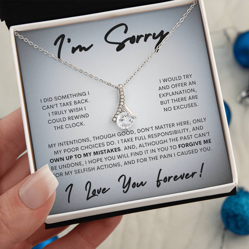 Alluring Beauty Necklace Apology Gift Necklace for Her, I'm Sorry Alluring Beauty Gift Necklace, Forgive Me Alluring Beauty Gift Necklace for Her (Wh Card)