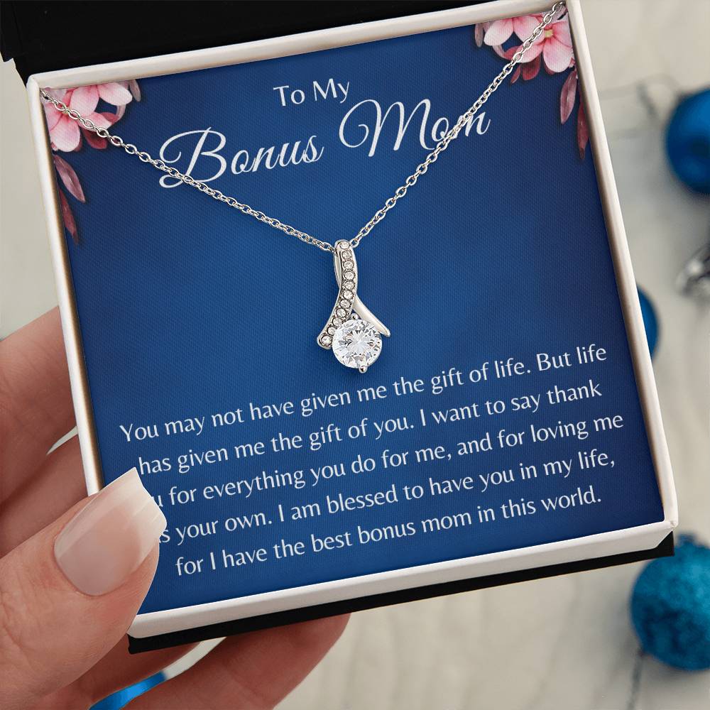 Alluring Beauty Necklace for Best Bonus Mom on Mother's Day or Birthday Gift