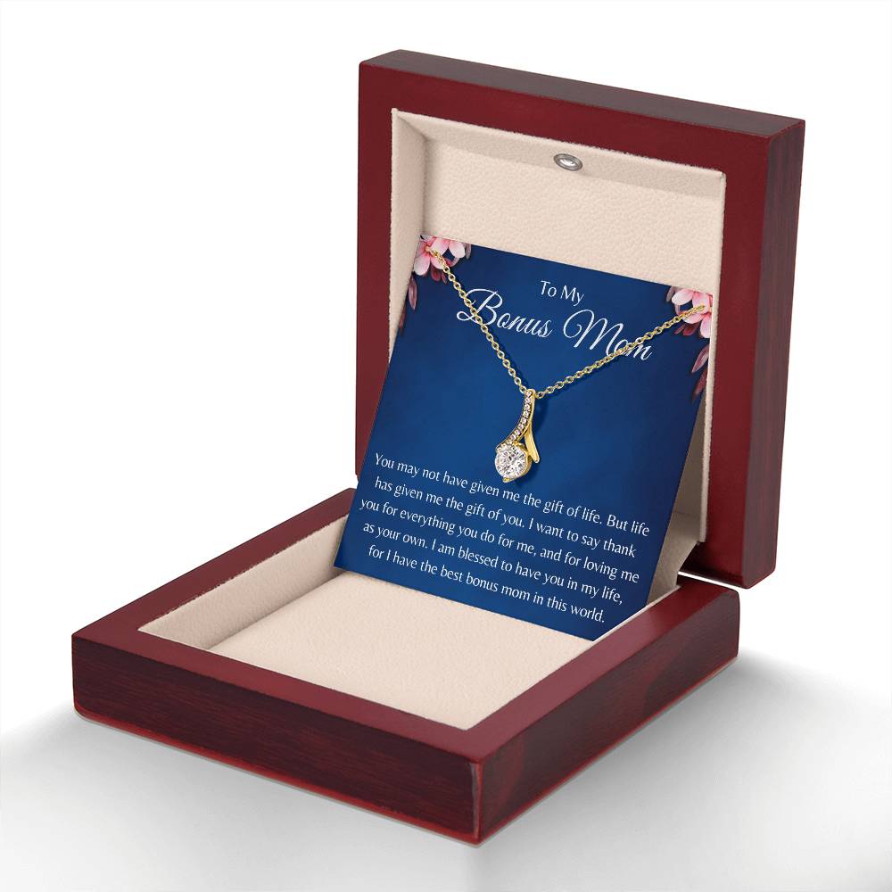 Alluring Beauty Necklace for Best Bonus Mom on Mother's Day or Birthday Gift