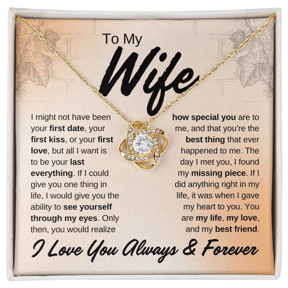 To My Wife, I Love You Always & Forever, Personalized Love Knot Necklace Gift