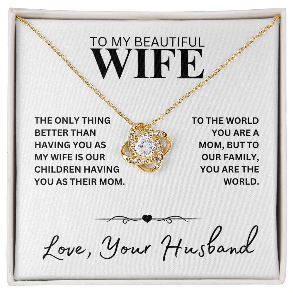 To My Beautiful Wife - You Are the World | Mother's Day, Christmas, Birthday, Holiday Necklace Gift Set