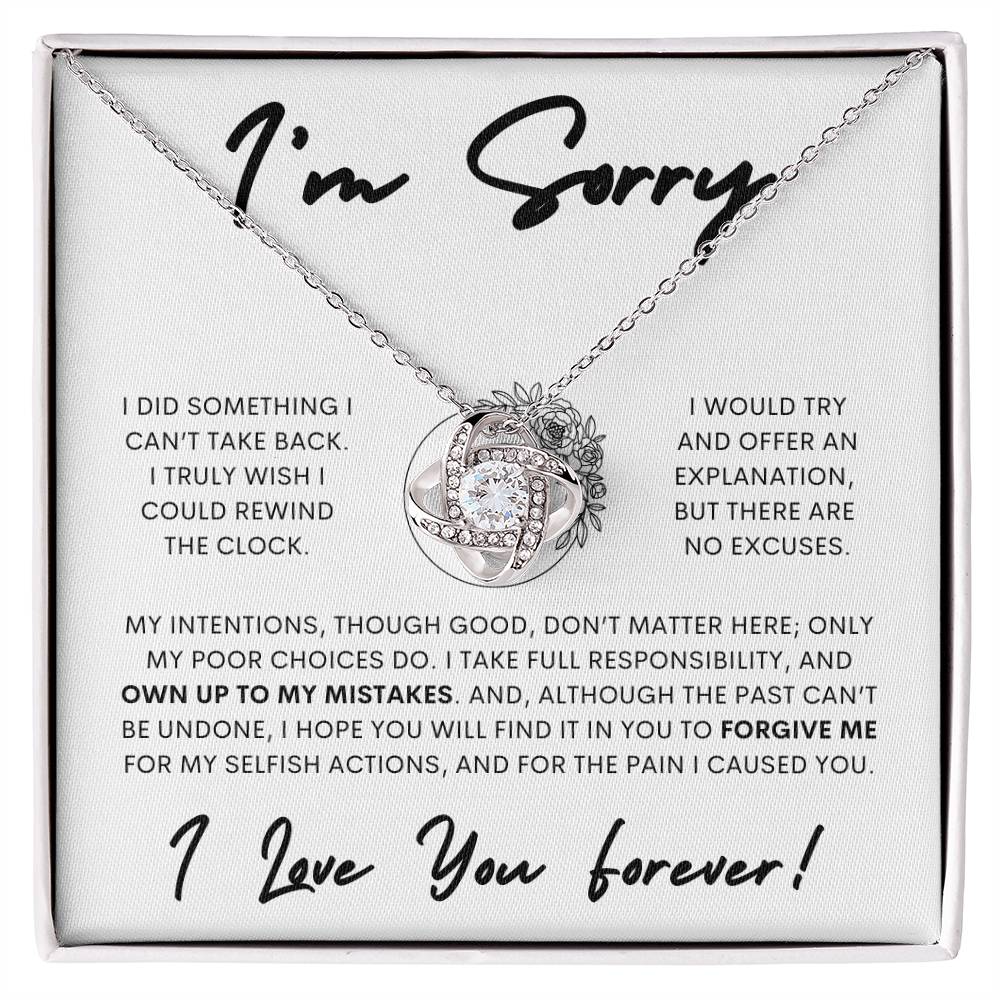 Apology Love Knot Gift Necklace for Her, I'm Sorry Gift Necklace, Forgive Me Love Knot Gift Necklace for Her (Floral)