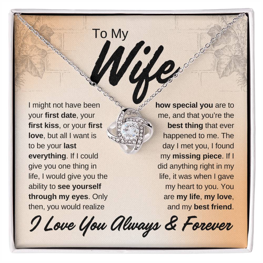 To My Wife, I Love You Always & Forever, Personalized Love Knot Necklace Gift