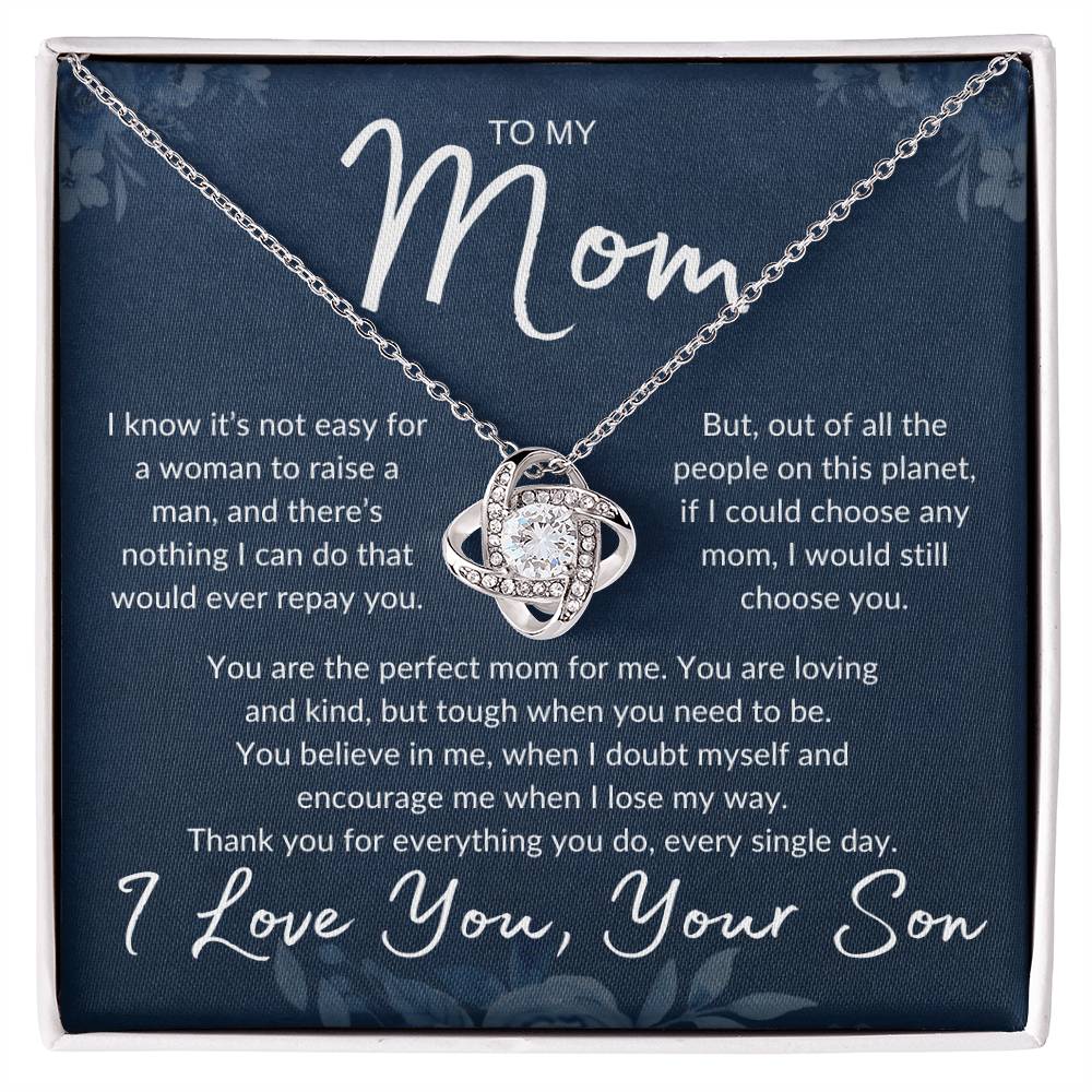 Mom's Love Knot Necklace, from Son | Mother's Day, Holiday, Special Occasion Gift Necklace