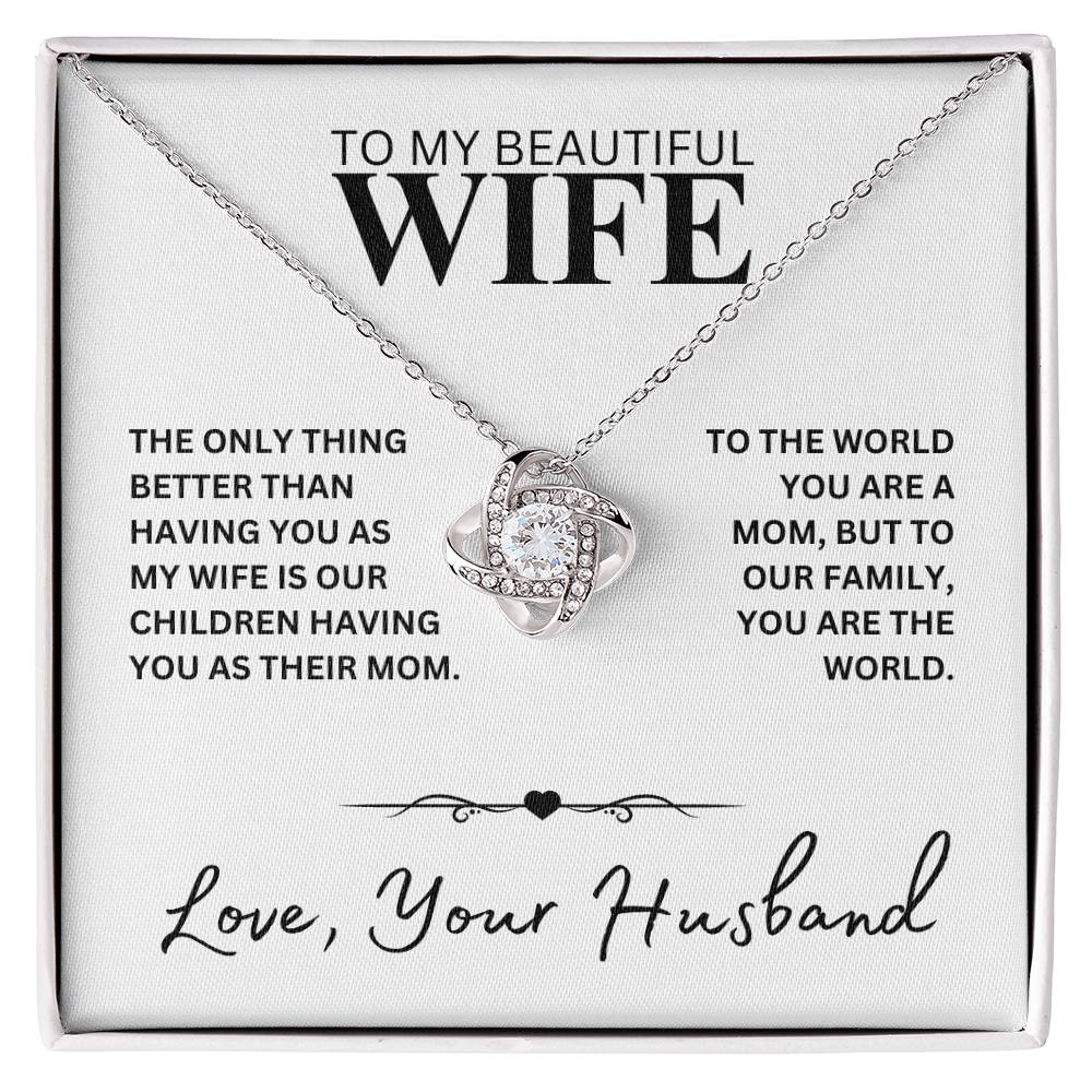 To My Beautiful Wife - You Are the World | Mother's Day, Christmas, Birthday, Holiday Necklace Gift Set