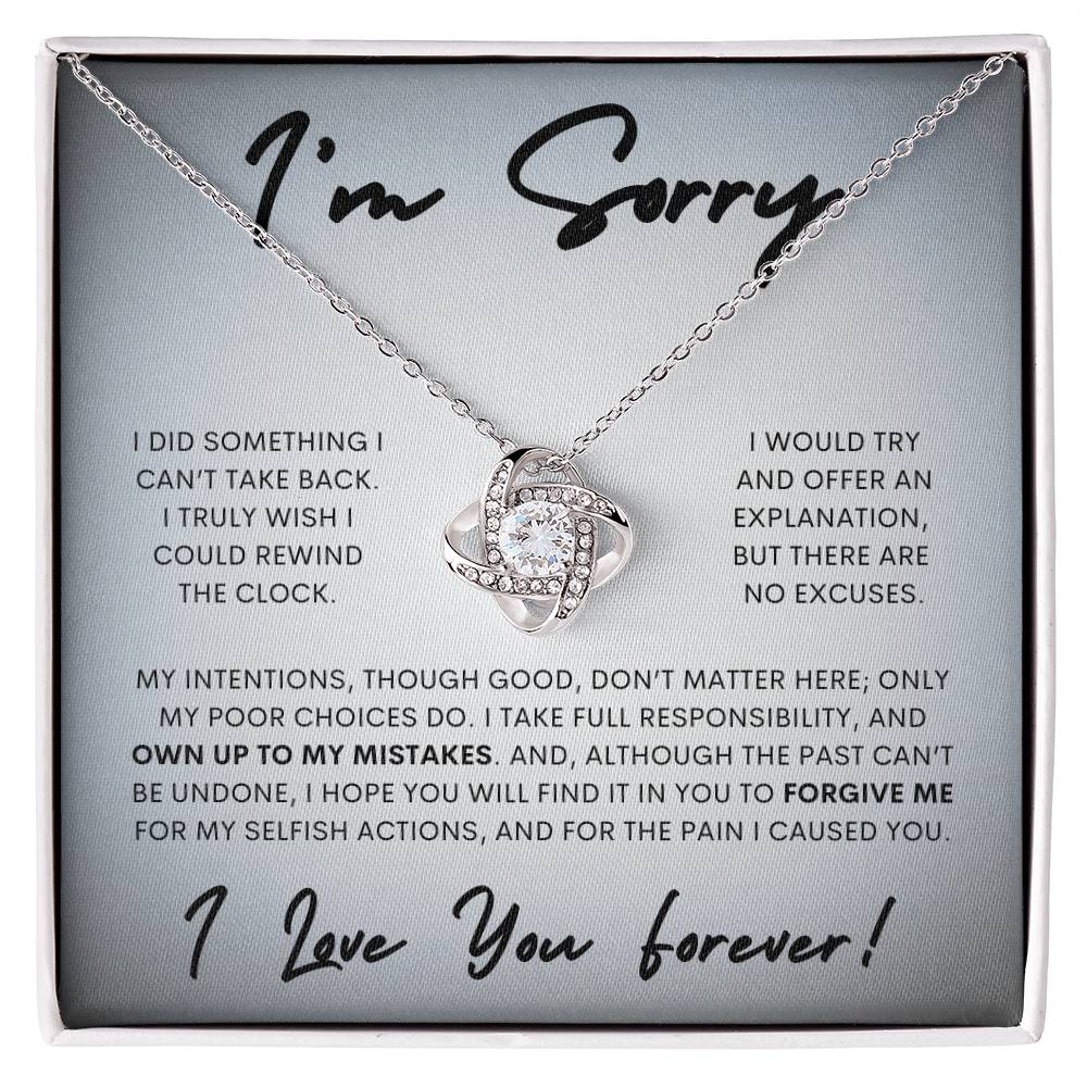 Apology Love Knot Gift Necklace for Her, I'm Sorry Gift Necklace, Forgive Me Love Knot Gift Necklace for Her (Wh Card)