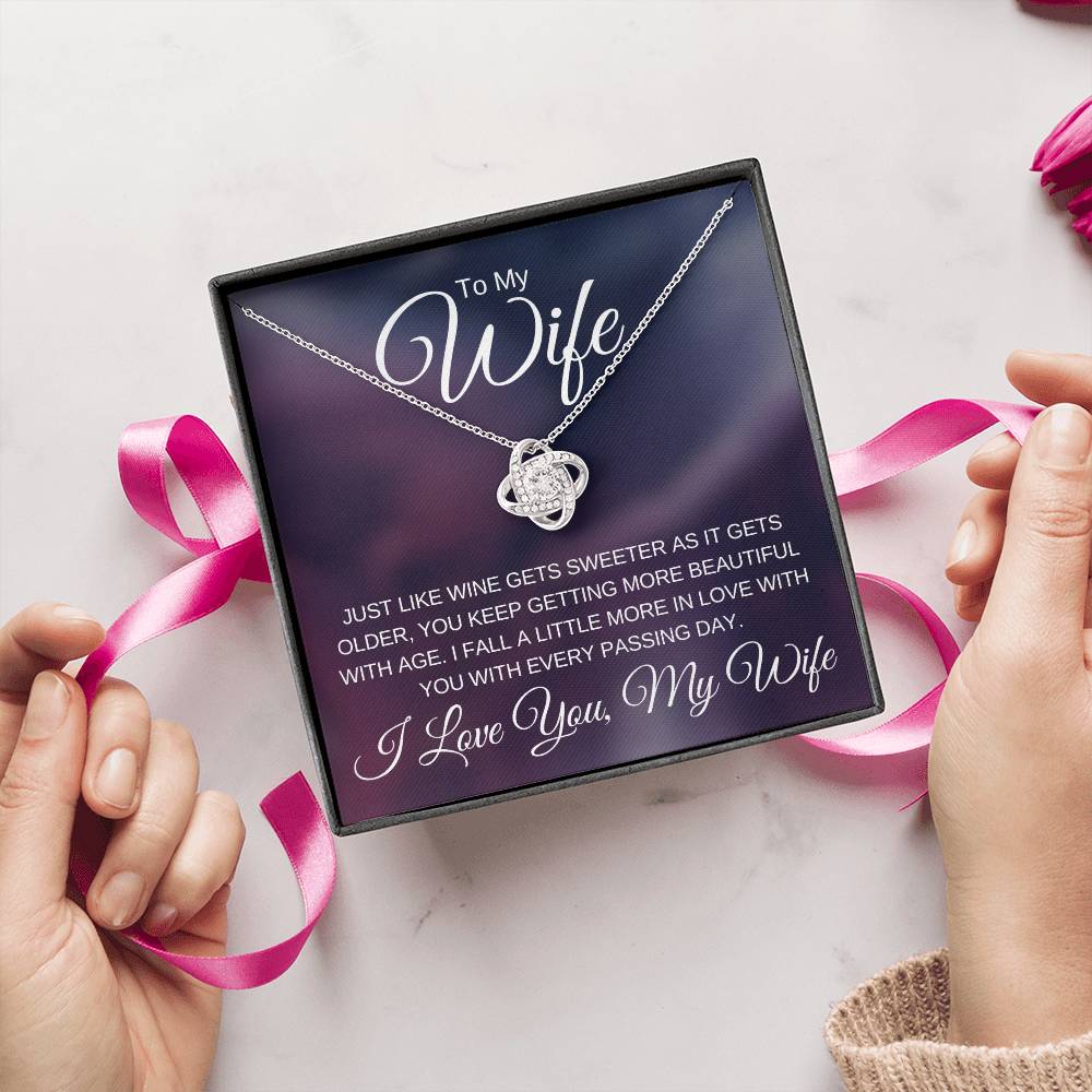 To My Wife, Love Knot Gift Necklace, Fall in Love More Every Day