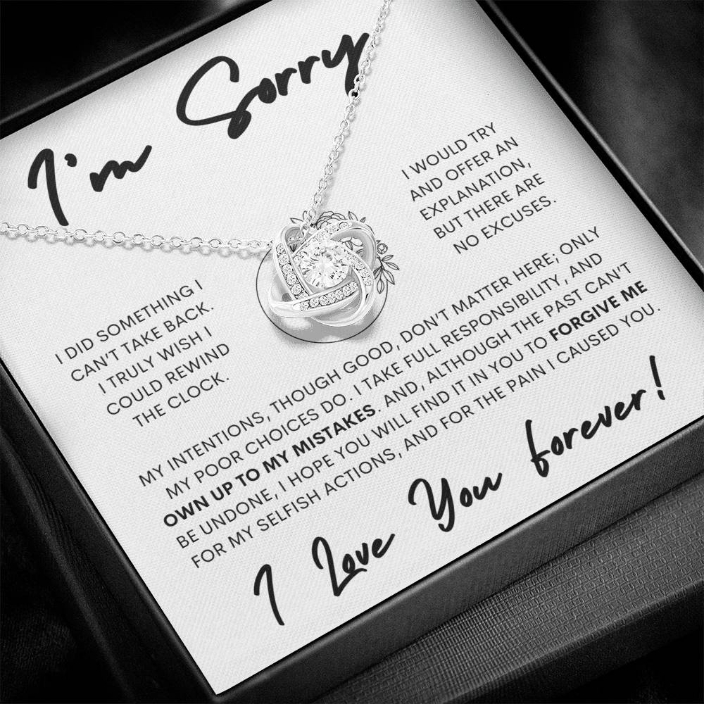 Apology Love Knot Gift Necklace for Her, I'm Sorry Gift Necklace, Forgive Me Love Knot Gift Necklace for Her (Floral)