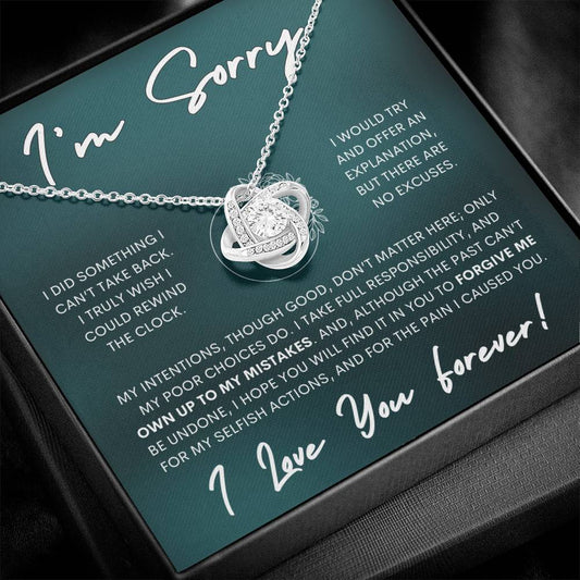 Apology Love Knot Gift Necklace for Her, I'm Sorry Gift Necklace, Forgive Me Love Knot Gift Necklace for Her