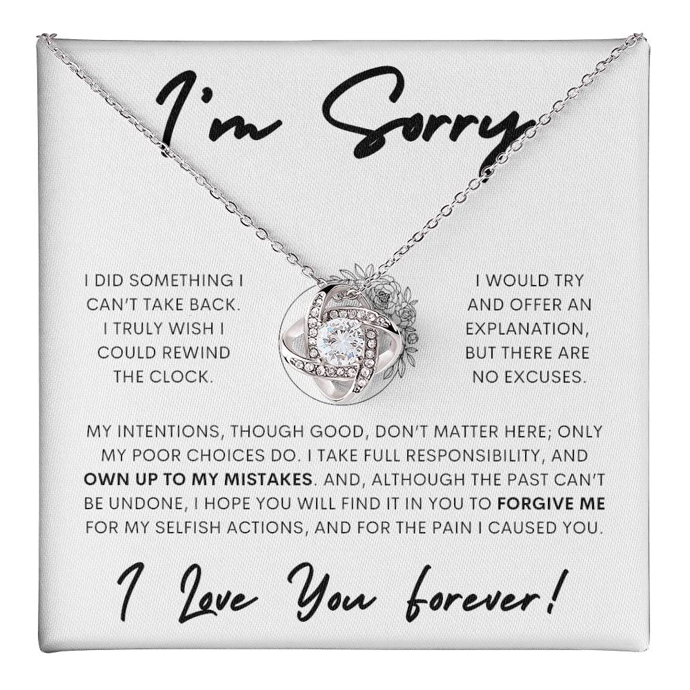 Apology Love Knot Gift Necklace for Her, I'm Sorry Gift Necklace, Forgive Me Love Knot Gift Necklace for Her (Floral)