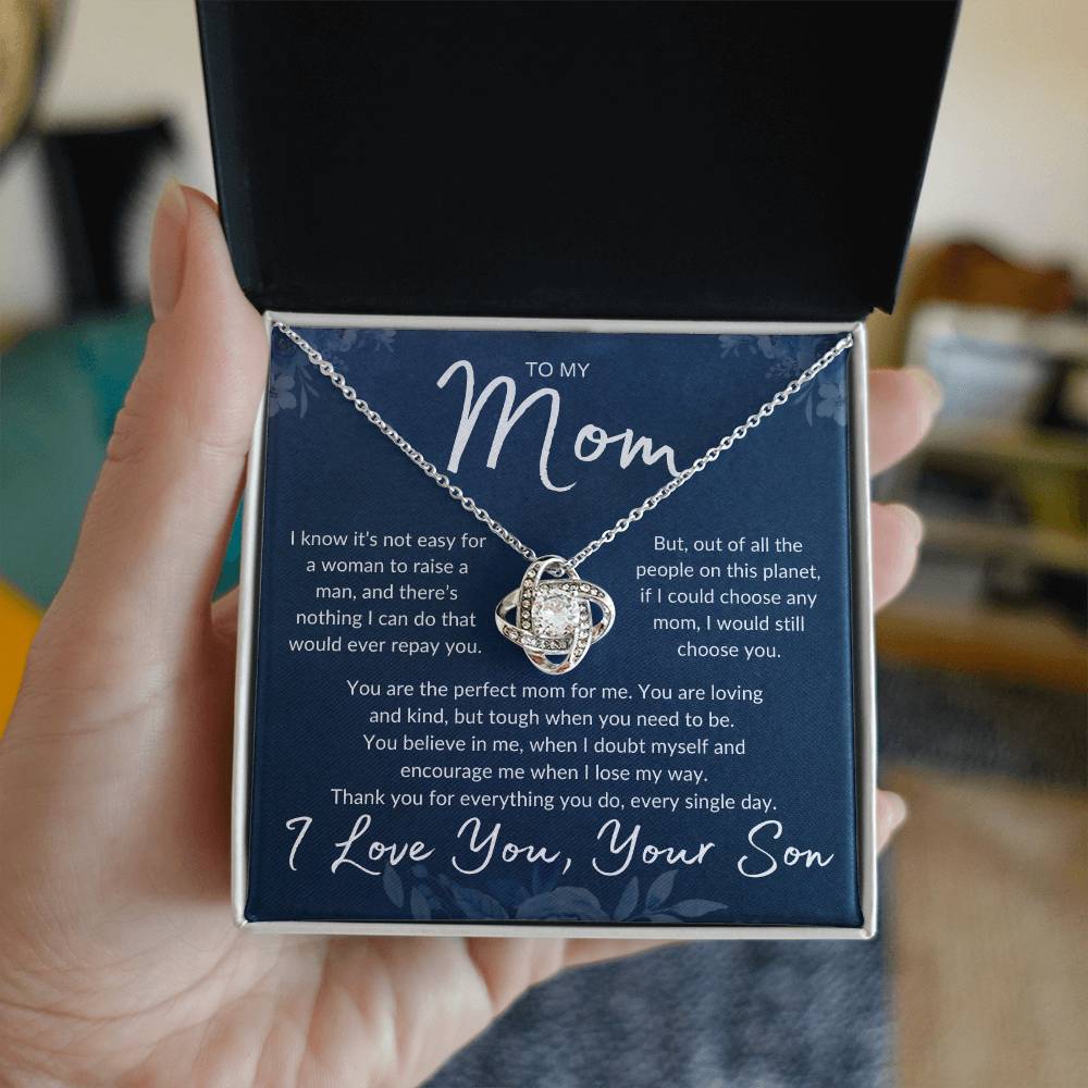 Mom's Love Knot Necklace, from Son | Mother's Day, Holiday, Special Occasion Gift Necklace