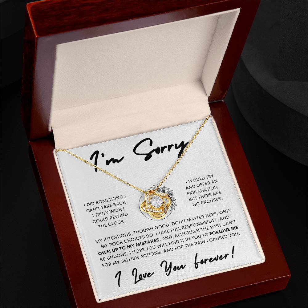 Apology Love Knot Gift Necklace for Her, I'm Sorry Gift Necklace, Forgive Me Love Knot Gift Necklace for Her (Floral)