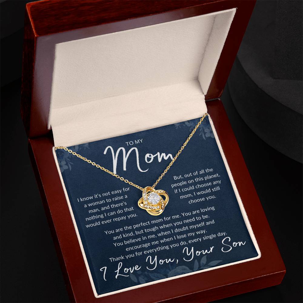 Mom's Love Knot Necklace, from Son | Mother's Day, Holiday, Special Occasion Gift Necklace