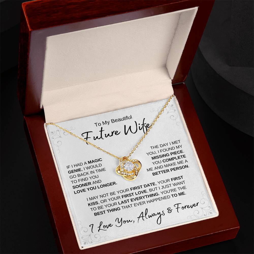 Beautiful Love Knot Necklace for Future Wife, Always & Forever Love Message