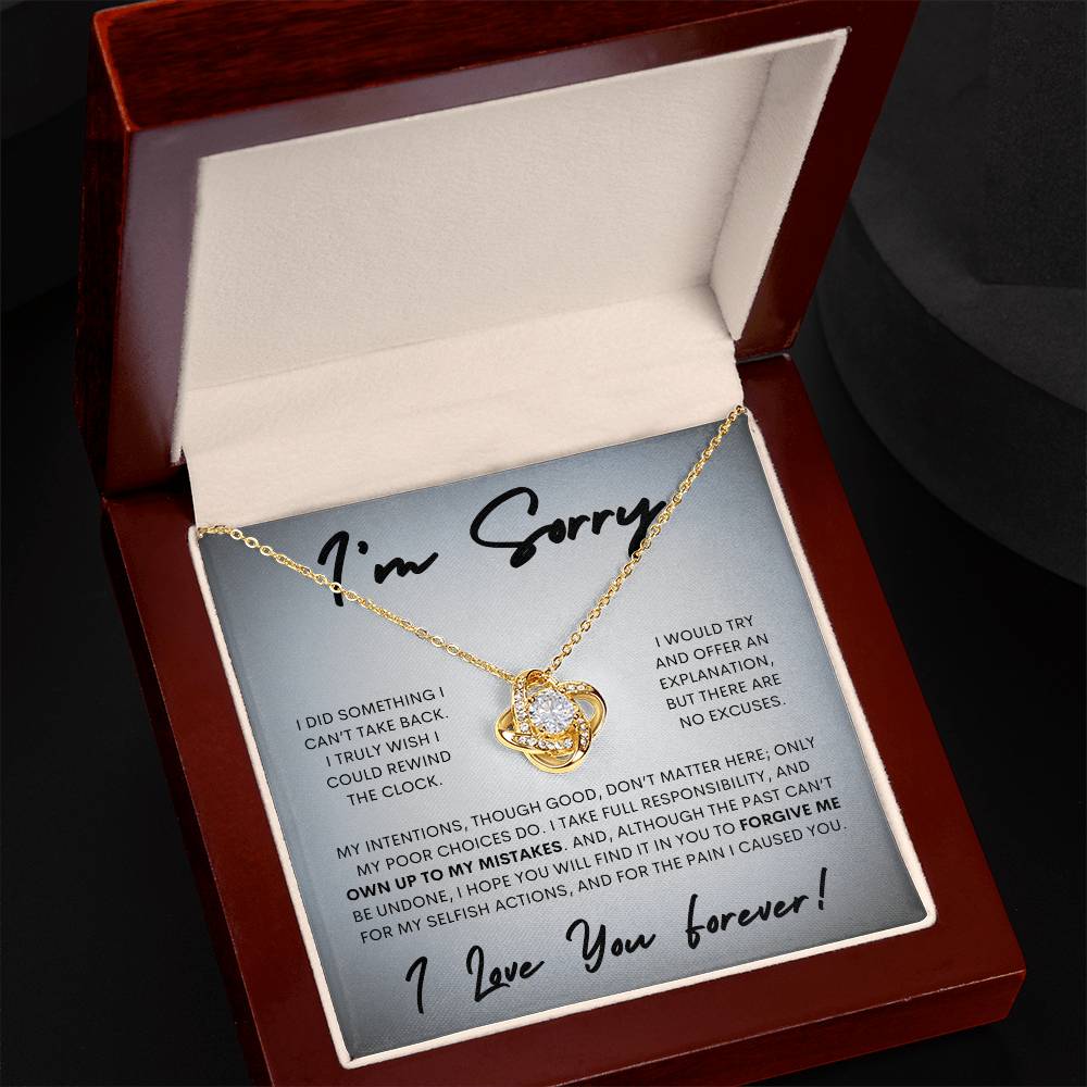 Apology Love Knot Gift Necklace for Her, I'm Sorry Gift Necklace, Forgive Me Love Knot Gift Necklace for Her (Wh Card)