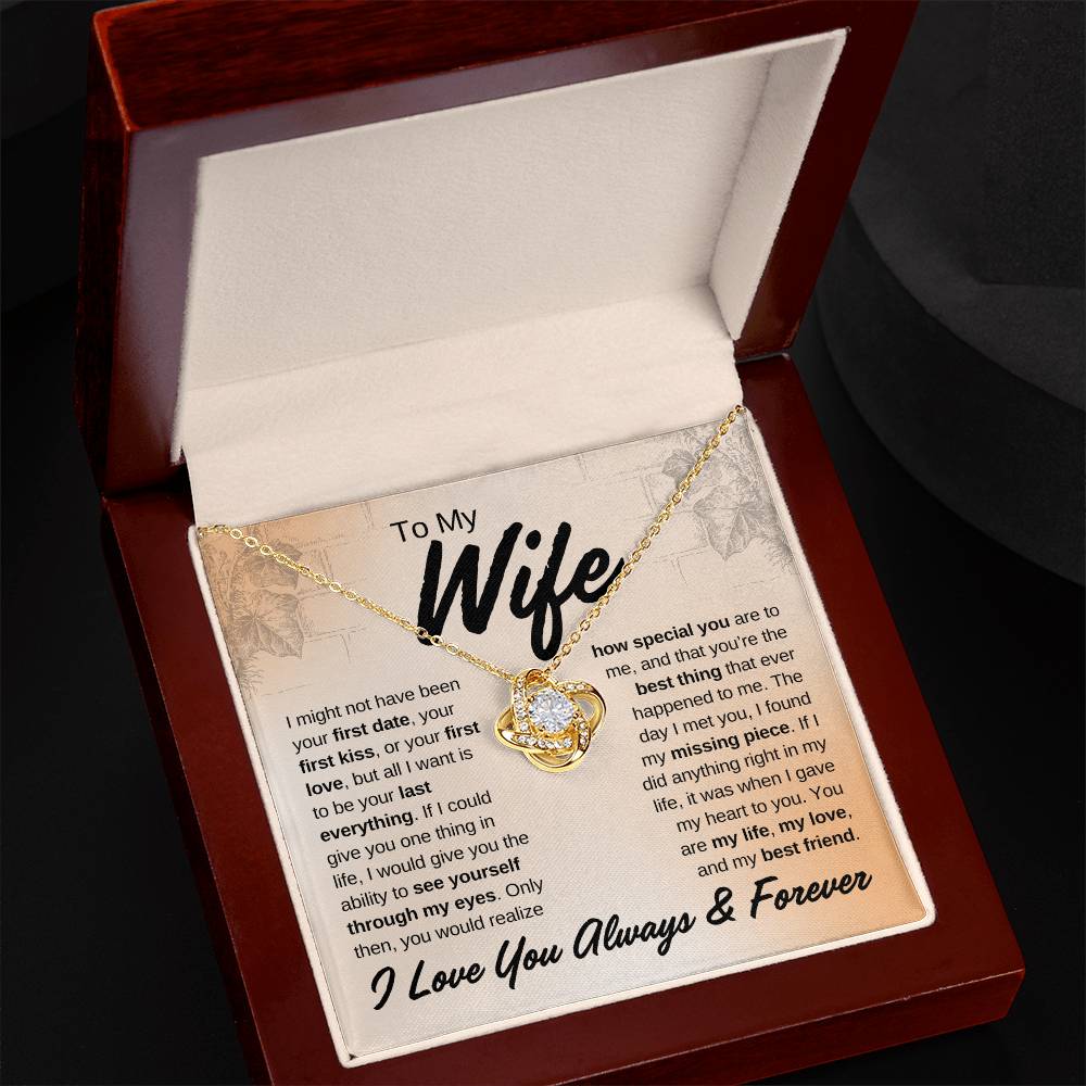 To My Wife, I Love You Always & Forever, Personalized Love Knot Necklace Gift