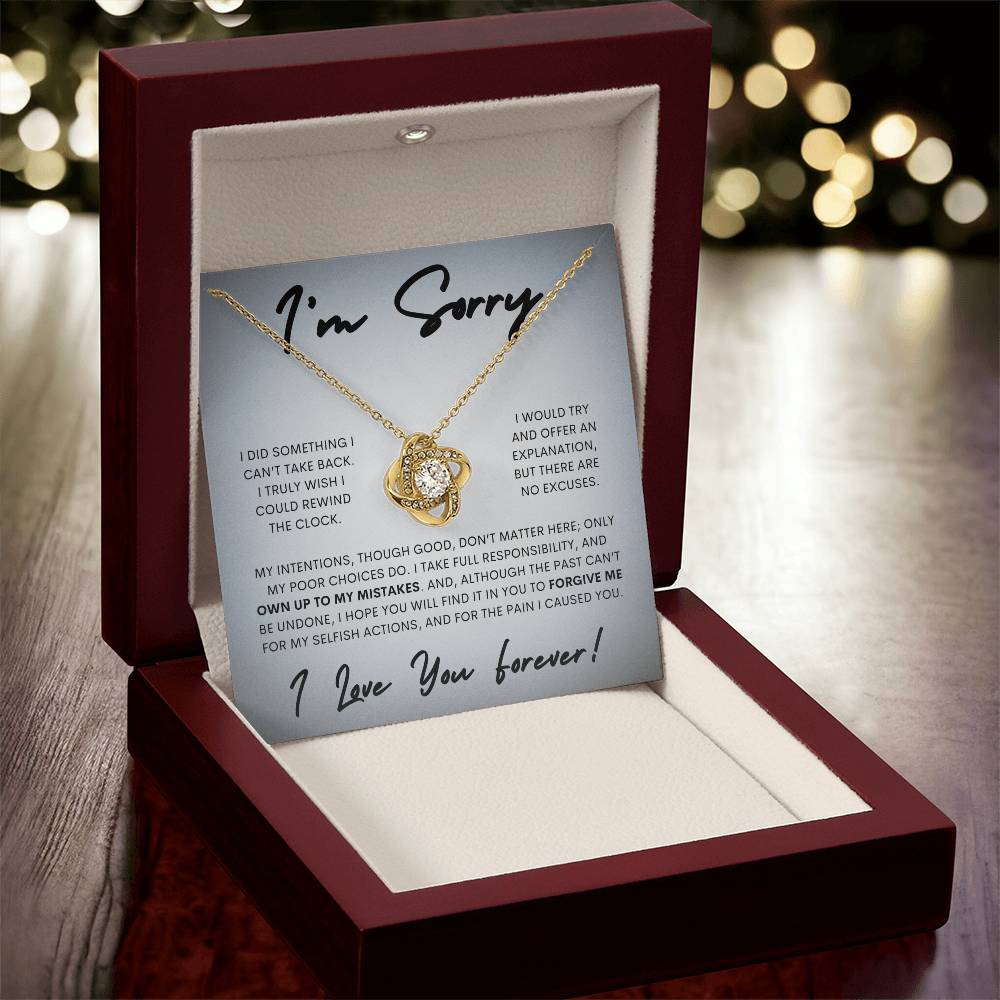 Apology Love Knot Gift Necklace for Her, I'm Sorry Gift Necklace, Forgive Me Love Knot Gift Necklace for Her (Wh Card)