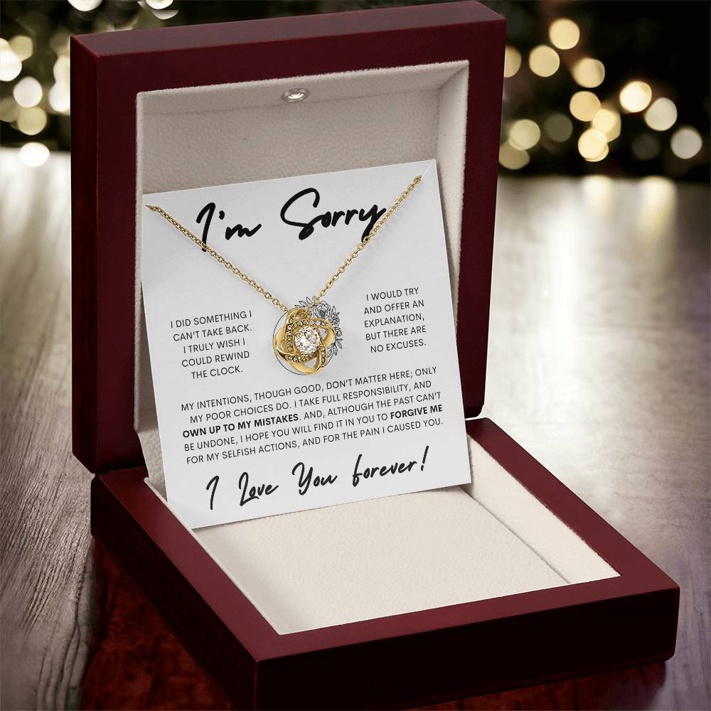 Apology Love Knot Gift Necklace for Her, I'm Sorry Gift Necklace, Forgive Me Love Knot Gift Necklace for Her (Floral)