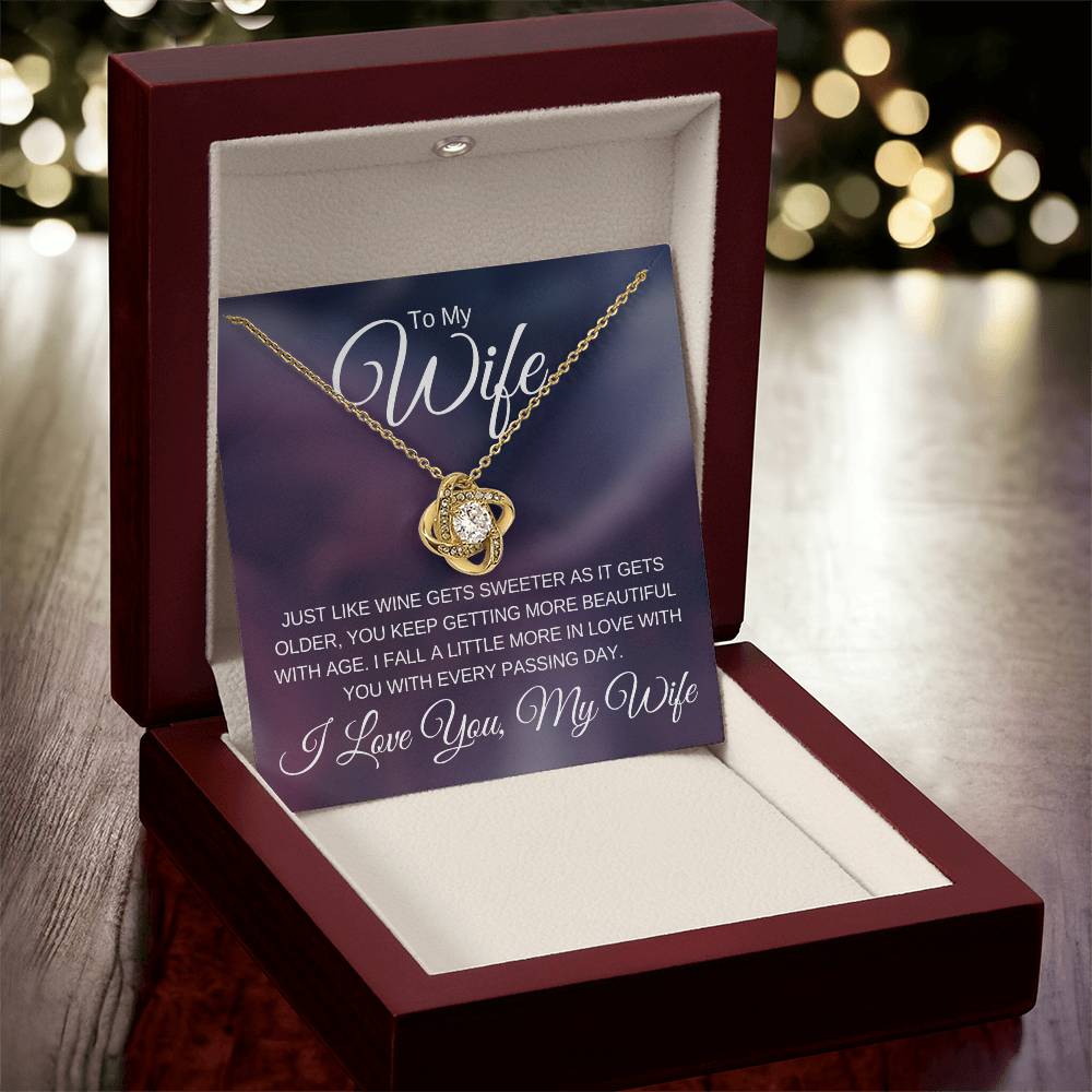 To My Wife, Love Knot Gift Necklace, Fall in Love More Every Day