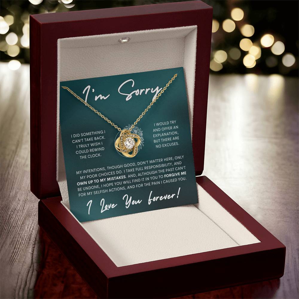 Apology Love Knot Gift Necklace for Her, I'm Sorry Gift Necklace, Forgive Me Love Knot Gift Necklace for Her