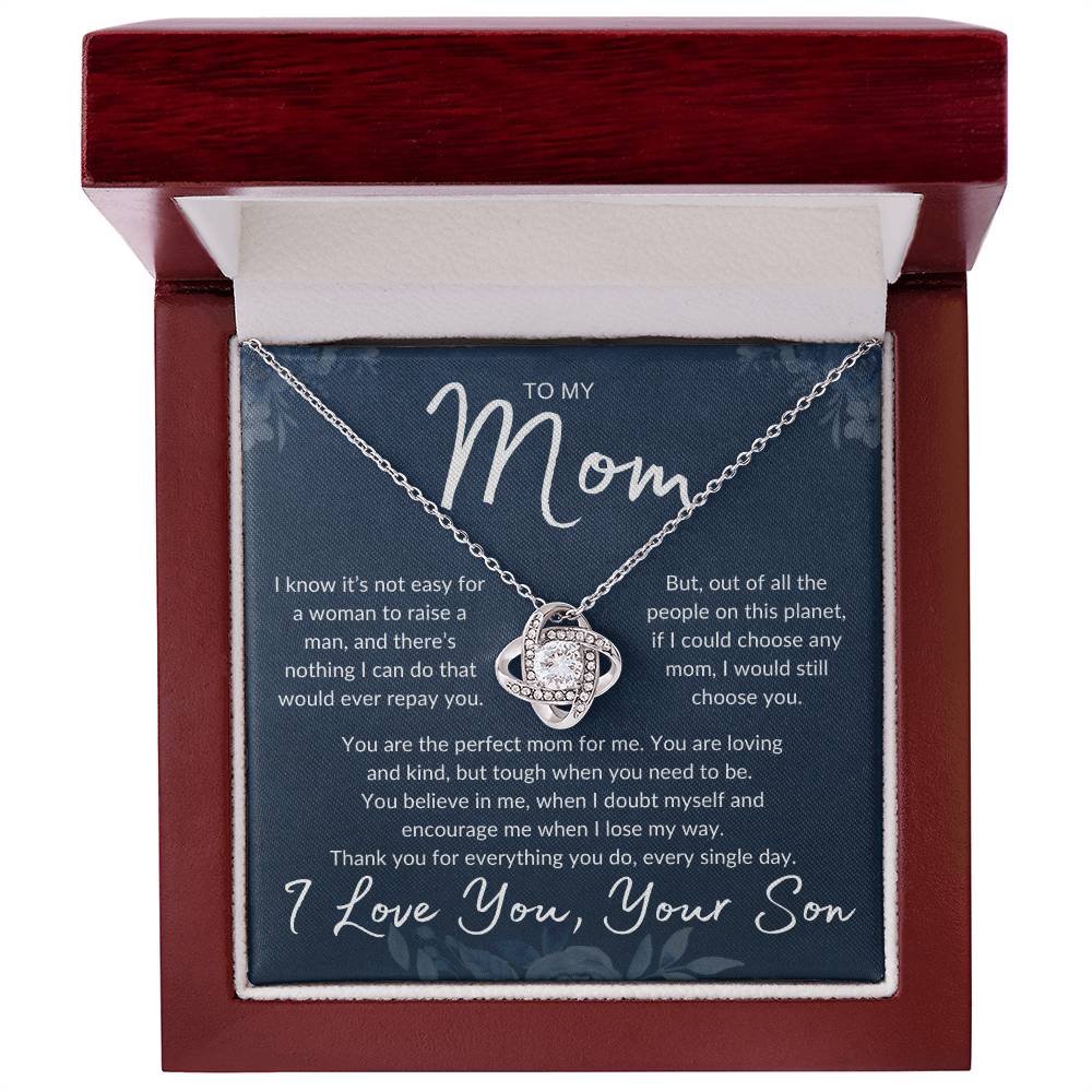 Mom's Love Knot Necklace, from Son | Mother's Day, Holiday, Special Occasion Gift Necklace