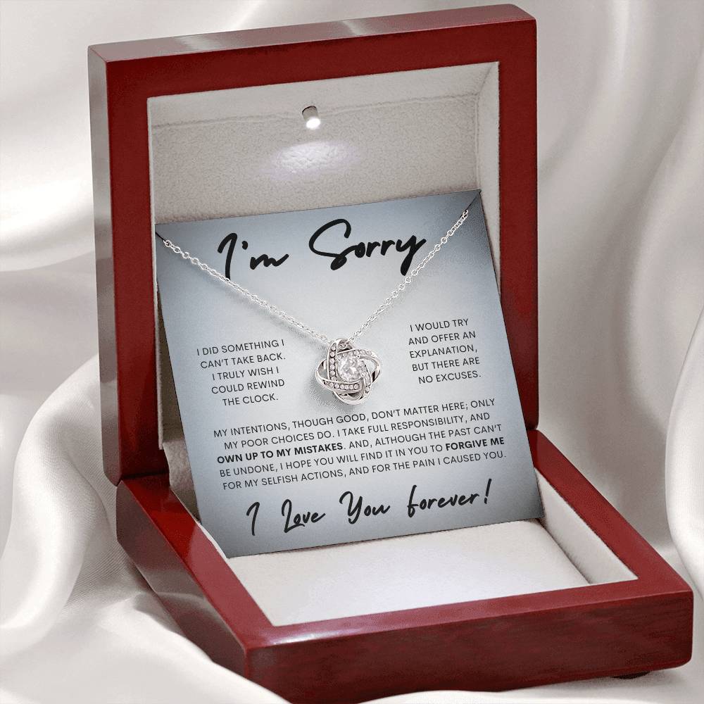 Apology Love Knot Gift Necklace for Her, I'm Sorry Gift Necklace, Forgive Me Love Knot Gift Necklace for Her (Wh Card)