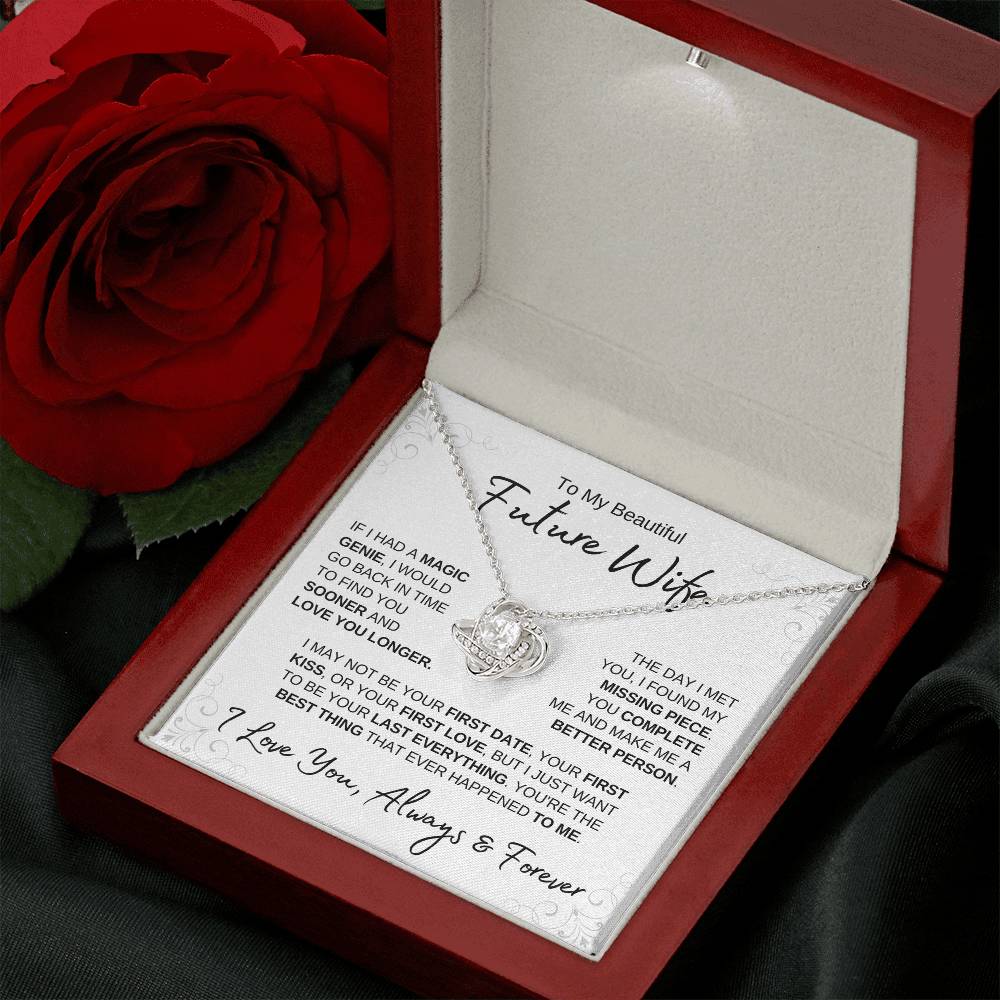 Beautiful Love Knot Necklace for Future Wife, Always & Forever Love Message