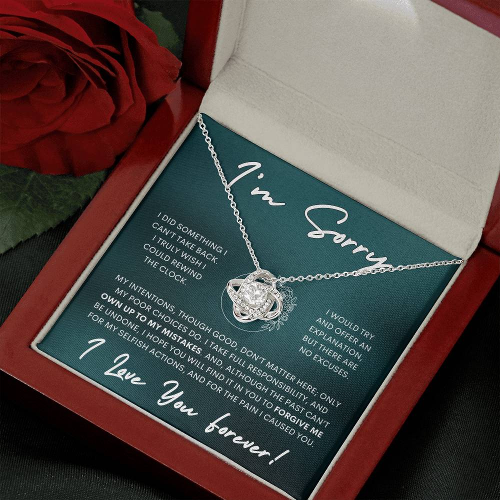 Apology Love Knot Gift Necklace for Her, I'm Sorry Gift Necklace, Forgive Me Love Knot Gift Necklace for Her