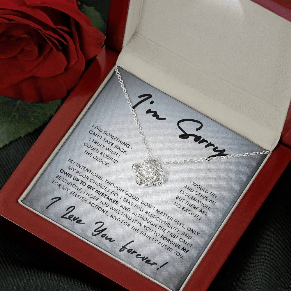 Apology Love Knot Gift Necklace for Her, I'm Sorry Gift Necklace, Forgive Me Love Knot Gift Necklace for Her (Wh Card)