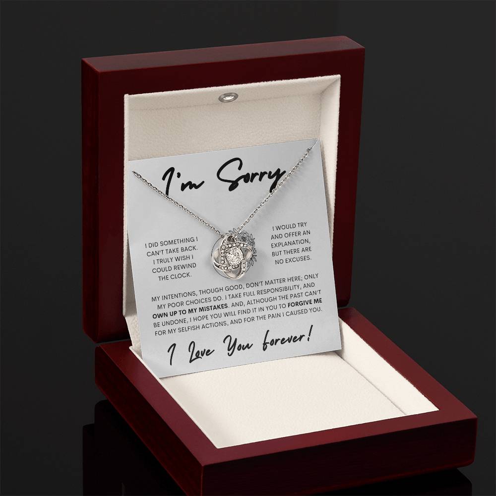 Apology Love Knot Gift Necklace for Her, I'm Sorry Gift Necklace, Forgive Me Love Knot Gift Necklace for Her (Floral)