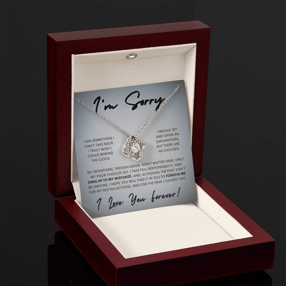 Apology Love Knot Gift Necklace for Her, I'm Sorry Gift Necklace, Forgive Me Love Knot Gift Necklace for Her (Wh Card)