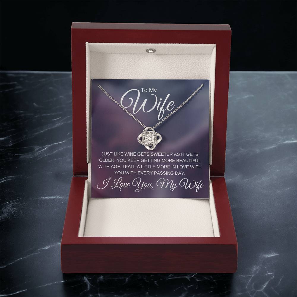 To My Wife, Love Knot Gift Necklace, Fall in Love More Every Day