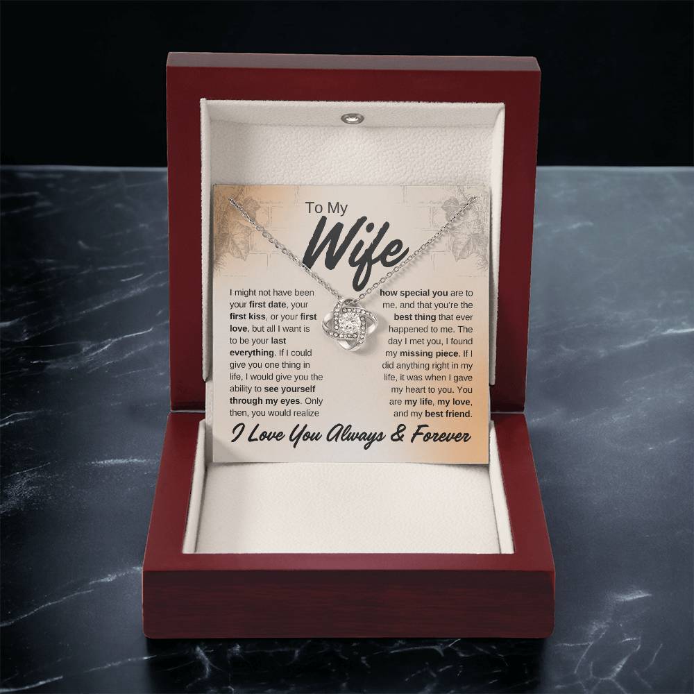 To My Wife, I Love You Always & Forever, Personalized Love Knot Necklace Gift