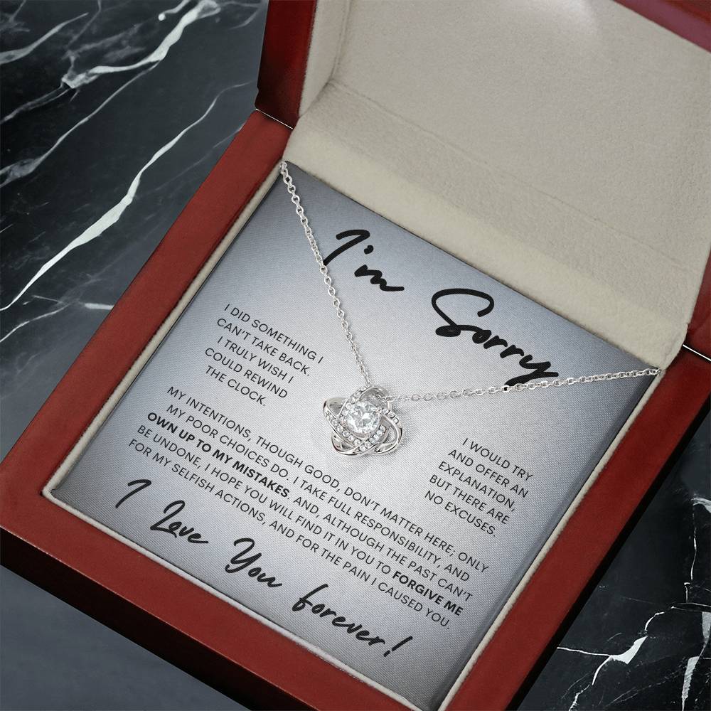 Apology Love Knot Gift Necklace for Her, I'm Sorry Gift Necklace, Forgive Me Love Knot Gift Necklace for Her (Wh Card)