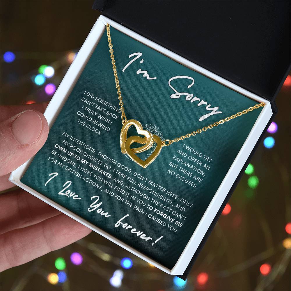 Interlocking Hearts Apology Gift Necklace for Her, I'm Sorry Interlocking Hearts Gift Necklace, Forgive Me Interlocking Hearts Gift Necklace for Her