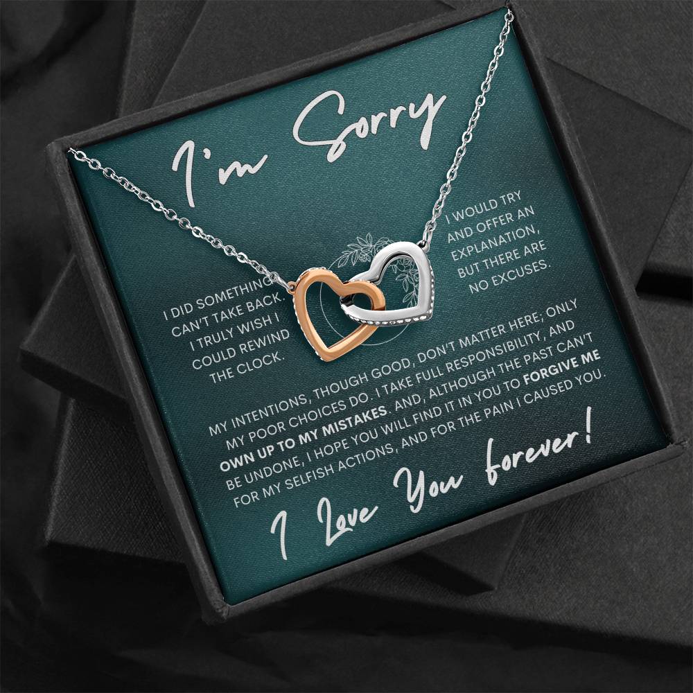 Interlocking Hearts Apology Gift Necklace for Her, I'm Sorry Interlocking Hearts Gift Necklace, Forgive Me Interlocking Hearts Gift Necklace for Her