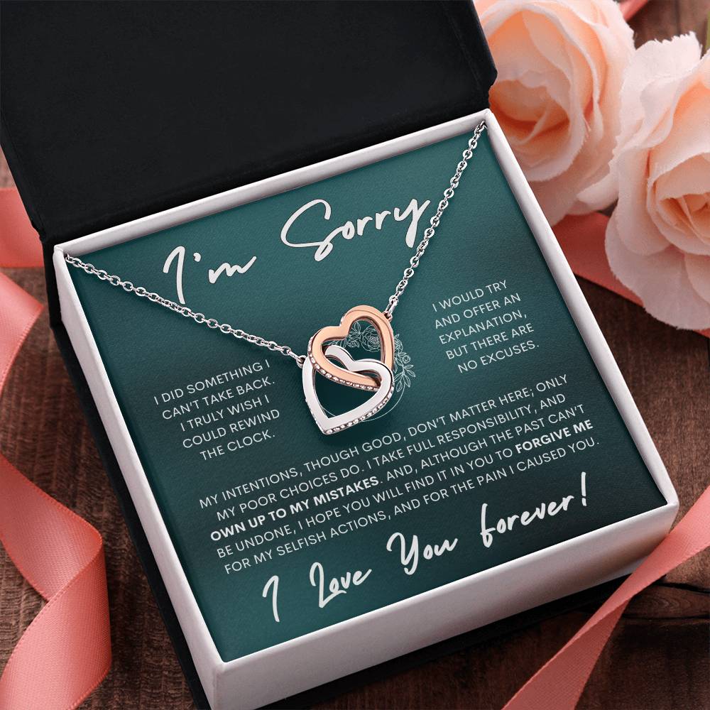 Interlocking Hearts Apology Gift Necklace for Her, I'm Sorry Interlocking Hearts Gift Necklace, Forgive Me Interlocking Hearts Gift Necklace for Her