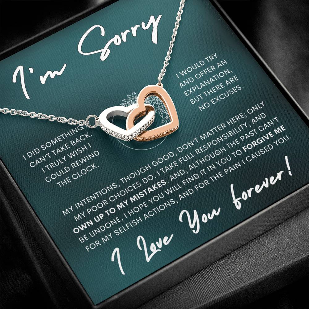 Interlocking Hearts Apology Gift Necklace for Her, I'm Sorry Interlocking Hearts Gift Necklace, Forgive Me Interlocking Hearts Gift Necklace for Her