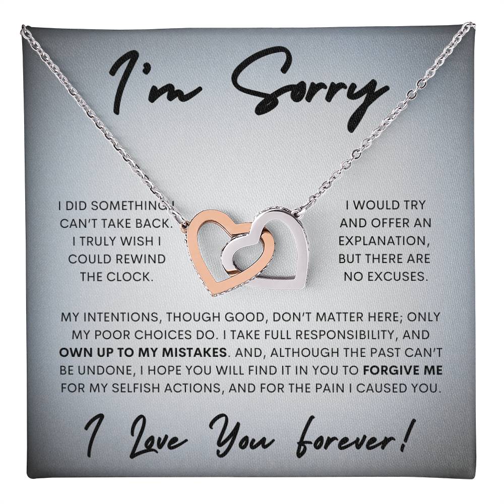 Interlocking Hearts Apology Gift Necklace for Her, I'm Sorry Interlocking Hearts Gift Necklace, Forgive Me Interlocking Hearts Gift Necklace for Her (Wh Card)