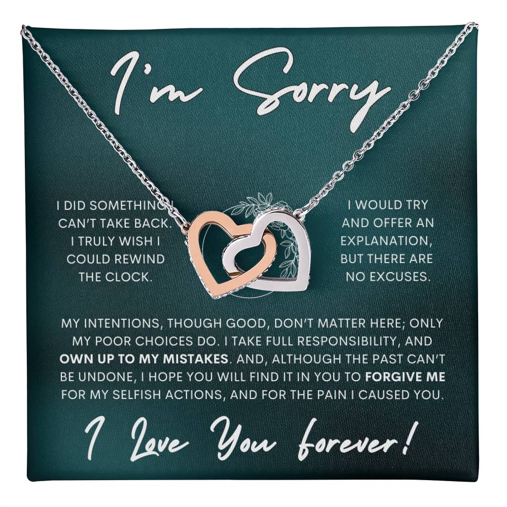 Interlocking Hearts Apology Gift Necklace for Her, I'm Sorry Interlocking Hearts Gift Necklace, Forgive Me Interlocking Hearts Gift Necklace for Her