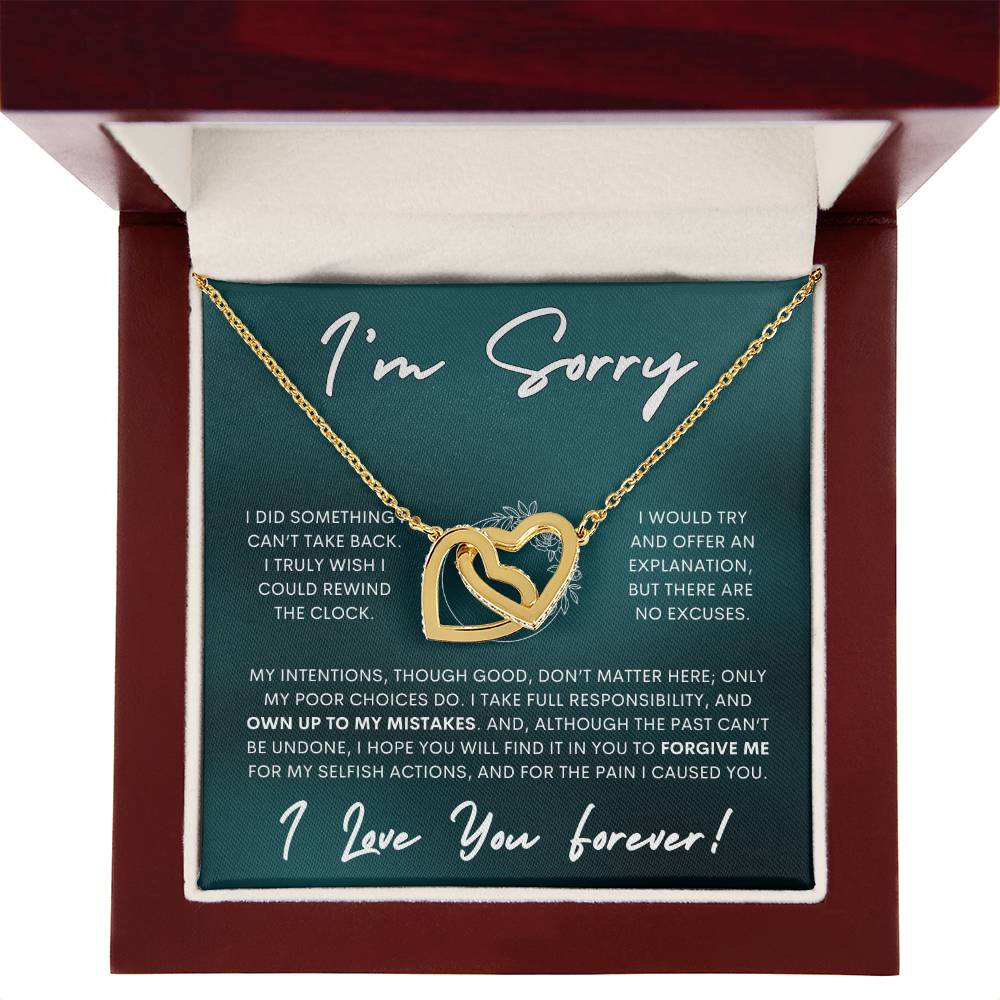 Interlocking Hearts Apology Gift Necklace for Her, I'm Sorry Interlocking Hearts Gift Necklace, Forgive Me Interlocking Hearts Gift Necklace for Her