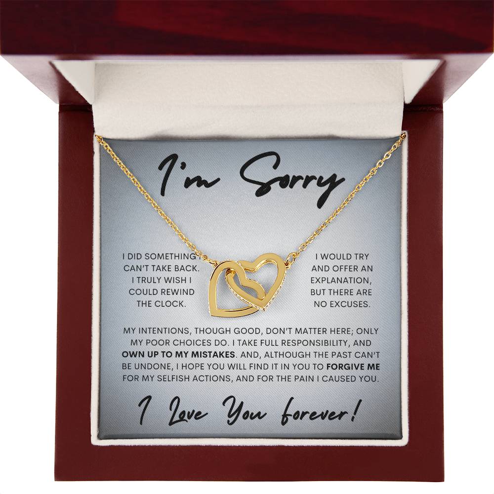 Interlocking Hearts Apology Gift Necklace for Her, I'm Sorry Interlocking Hearts Gift Necklace, Forgive Me Interlocking Hearts Gift Necklace for Her (Wh Card)